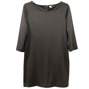 Gap Womens Large Shift Dress Faux Leather Exposed Zipper Boat Neck Heather Gray